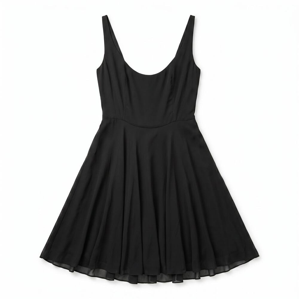 Polol Ralph Lauren Black 100% Silk Fit & Flare Skater Mini Dress Size 4